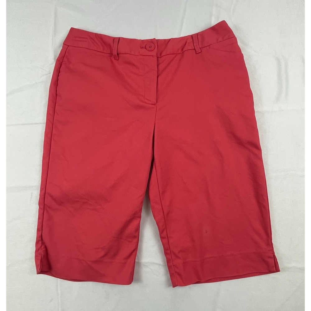 Chicos So Slimming Bermuda Shorts Size 0 Coral Red Cotton Stretch Knee Length